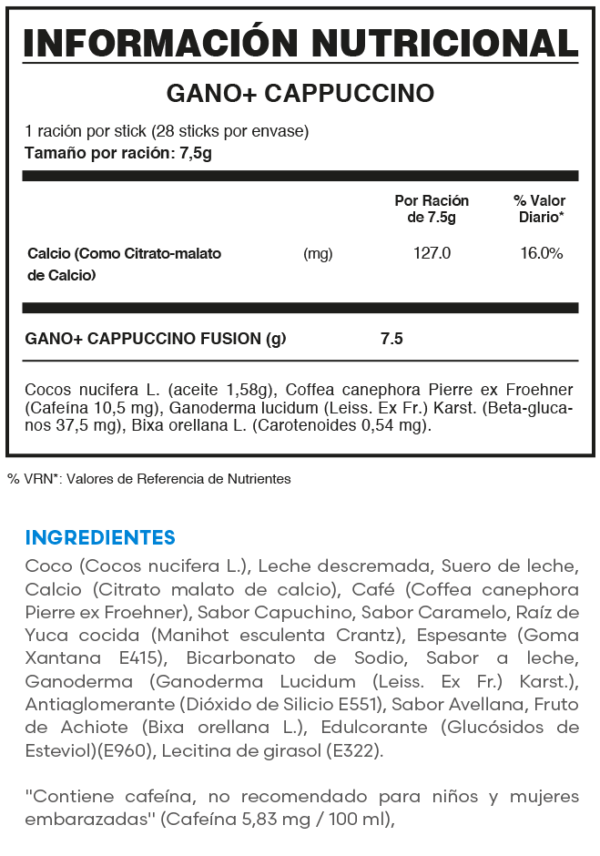 TABLA NUTRICIONAL GANO+CAPPUCCINO